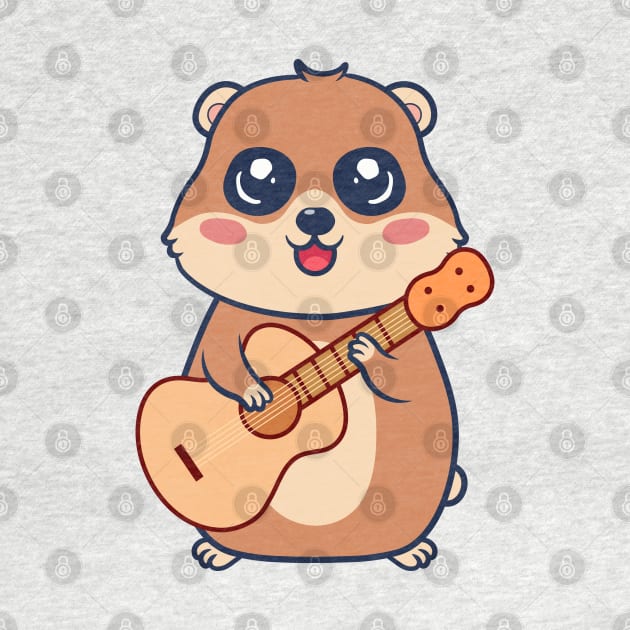 Adorable groundhog Playing Acoustic Guitar Cartoon by RayanPod